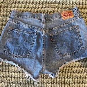 Levi's Light Blue Denim Frayed Shorts